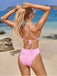 Maillot de bain rose à bretelles texturées unies des années 1950