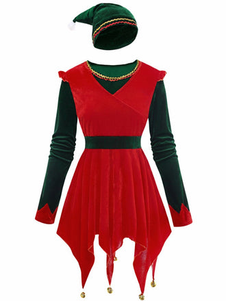 Ensemble robe Jovie rouge lutin de Noël années 1970