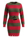 Robe en maille rayée rouge et verte de déguisement Freddy Krueger Années 1970 - 1