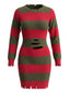 Robe maille rayée rouge et verte Freddy Krueger années 1970