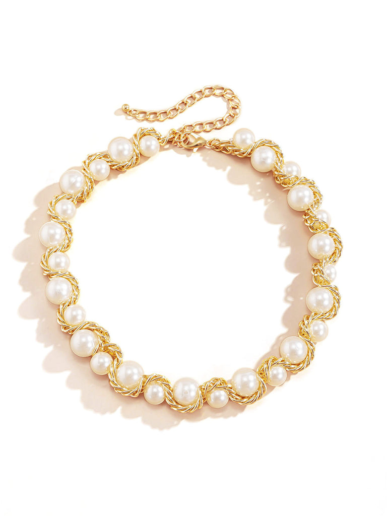 Collier de perles enroulé en alliage vintage