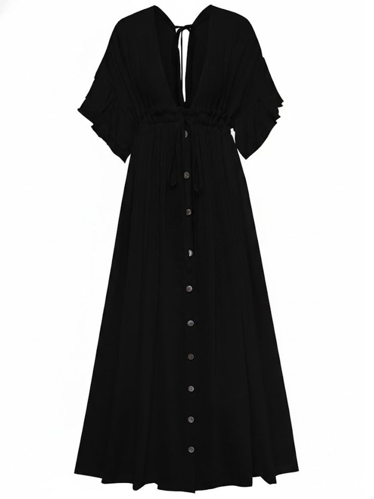 Cache Maillot de plage en rayonne flammée à col en V années 1930