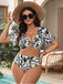 [Grande taille] Ensemble bikini fleurs tropicales noir et blanc années 1950