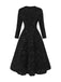 Robe longue à sequins vert foncé manches longues années 40