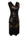 Robe col en V et perles pailletées des années 1920