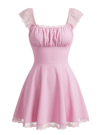 Dentelle Col Carré Dos Nu Robe Française Années 1960 2