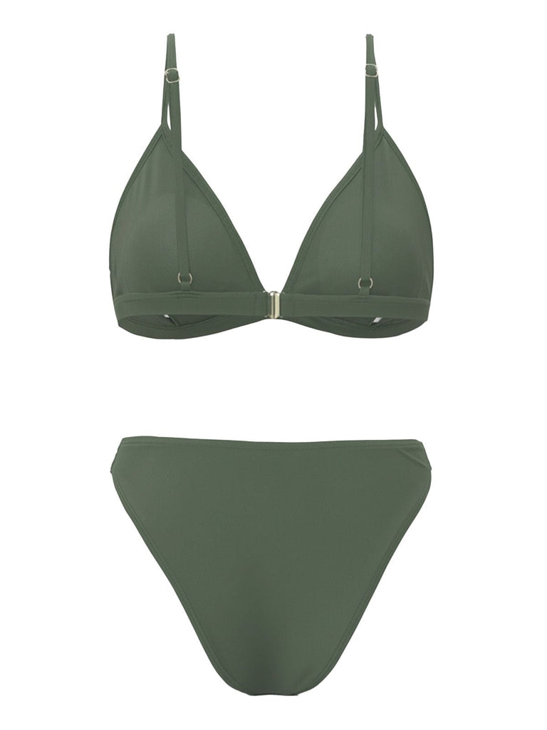 Ensemble bikini et paréo en maille unie années 1960