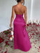 Robe asymétrique en satin fendue et froncée années 1960