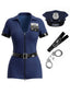 Ensemble combishort bleu marine de policière Halloween Années 1980