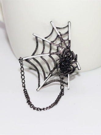 Broche gothique en toile d'araignée en diamant  Halloween