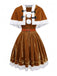 2PCS Cape de Noël marron et robe en velours des années 1940