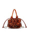 Mini sac seau à cordon de serrage et perles métalliques