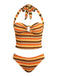 Maillot de bain dos nu rayé en maille orange années 1980