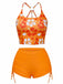 Ensemble bikini dos nu fleurs orange 1960s