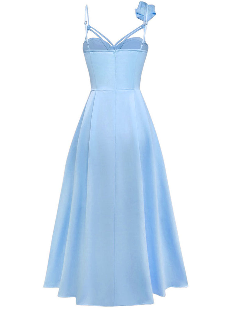 Robe nuisette ajourée à fleurs 3D unie années 1930