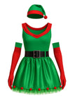 Ensemble robe sapin de Noël verte des années 1980