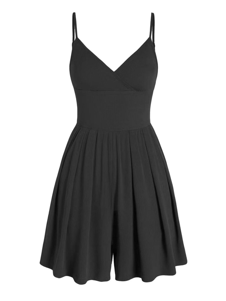 Combinaison à bretelles spaghetti et col en V années 1980