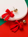 Boucles d'oreilles pendantes nœud rouge de Noël