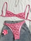 Ensemble bikini rose à imprimé floral années 1960