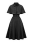 Robe noire capelet à revers uni des années 1950