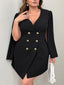 [Grande taille] Veste de costume croisée noire vintage des années 1970