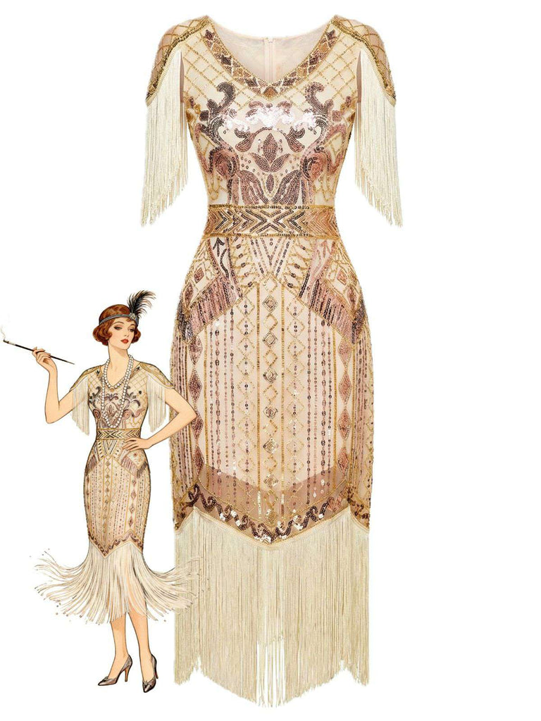 Robe Charleston à franges et sequins années 1920