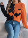 Pull en tricot colorblock à motif citrouille Halloween années 1940