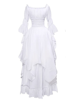 Robe gothique manches cloche et ourlet irrégulier des années 1980