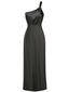 Robe de soirée une épaule en satin noire années 1940