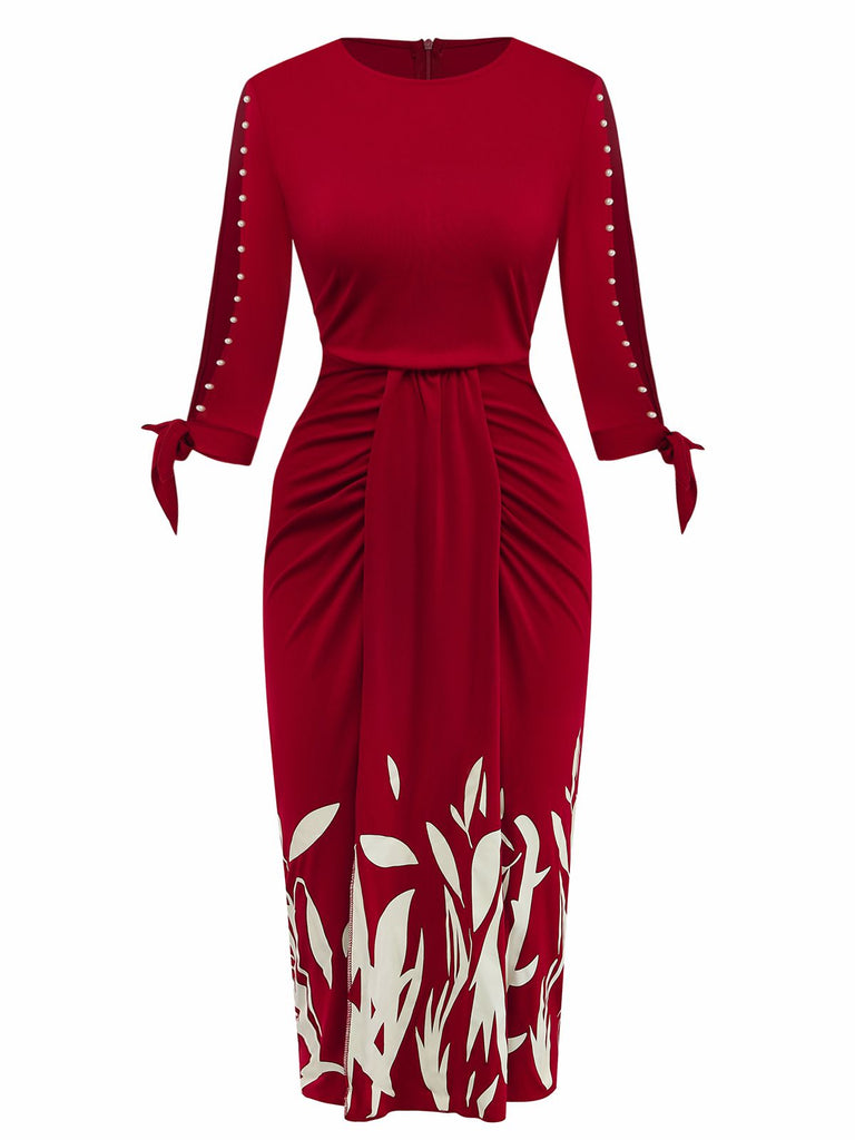 Robe À Cravate Patchwork Découpé Fleuri Année 1960