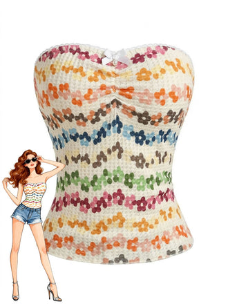 Haut Bandeau à Nœud Floral Dégradé Années 2000