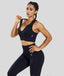 Soutien-gorge de sport noir côtelé sans coutures à col en V