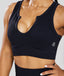 Soutien-gorge de sport noir côtelé sans coutures à col en V