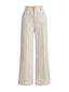 Pantalon plissé beige uni taille haute avec poches années 1950