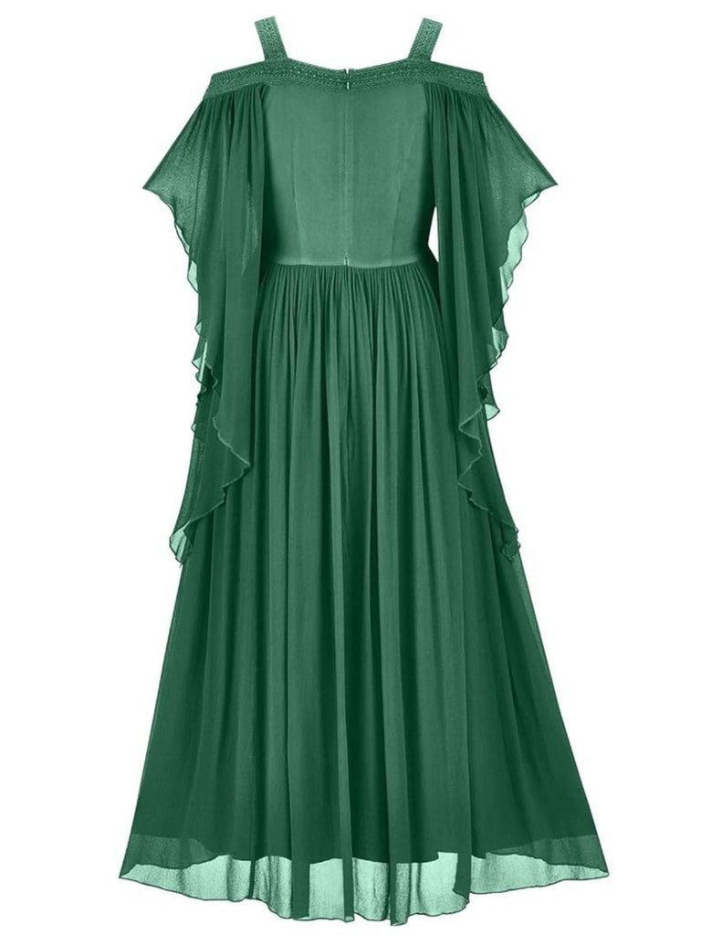 Robe à épaules dénudées en velours uni années 1950