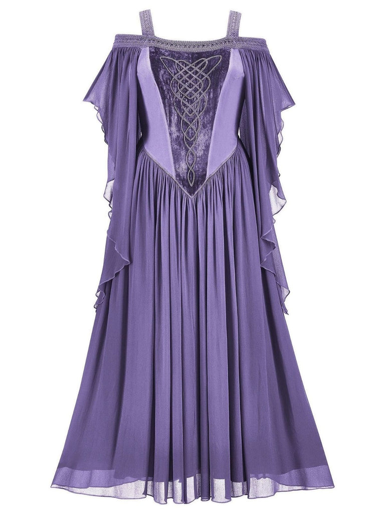 Robe à épaules dénudées en velours uni années 1950