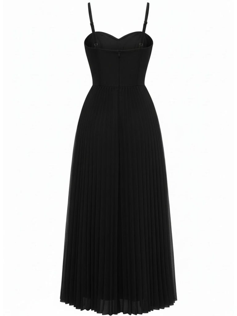 Robe de soirée plissée unie bretelles années 1930