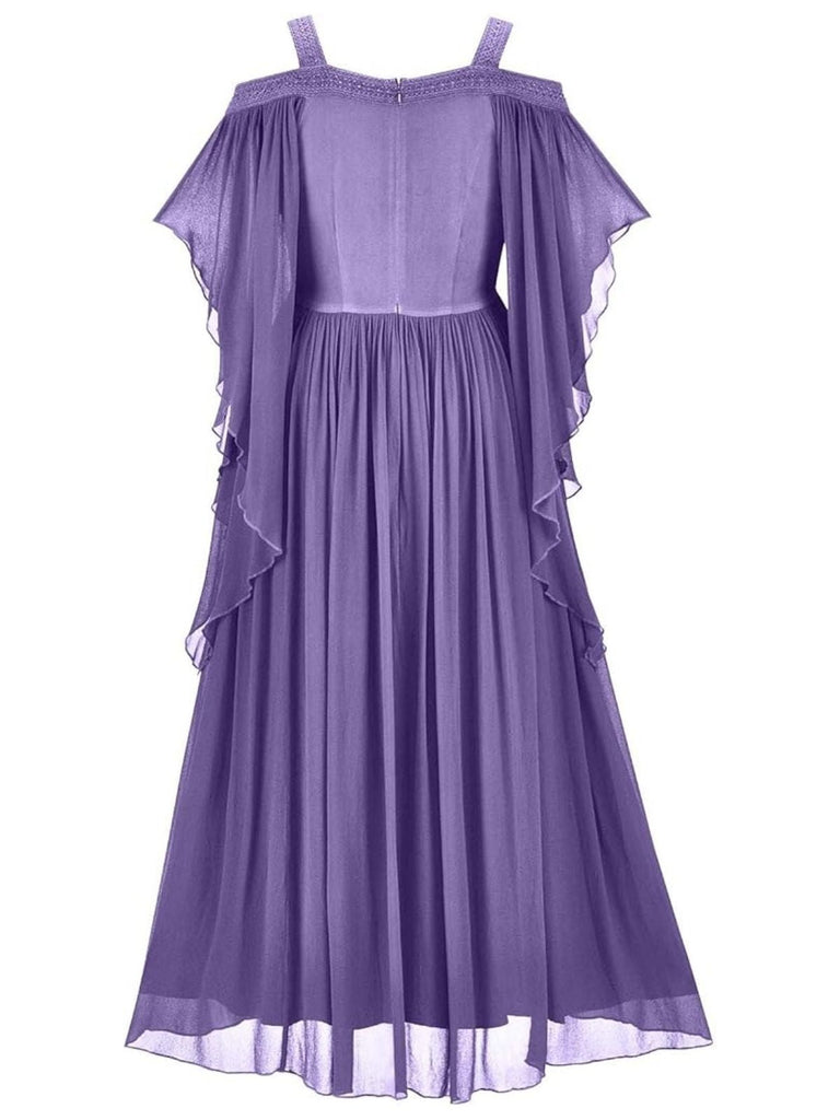 Robe à épaules dénudées en velours uni années 1950