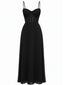 Robe de soirée noire plissée unie bretelles années 1930