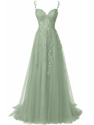 Robe longue verte tulle dentelle fines bretelles 1930s