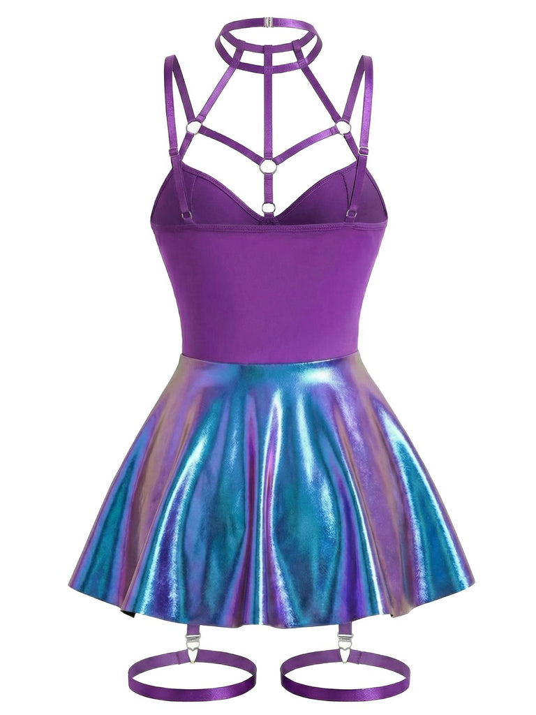 Nuisette dos nu en cuir verni années 1970