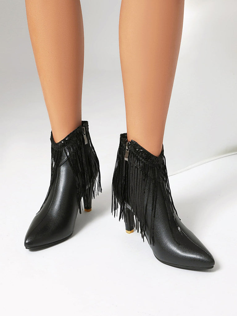 Bottines Chelsea à bout pointu et pompons métalliques