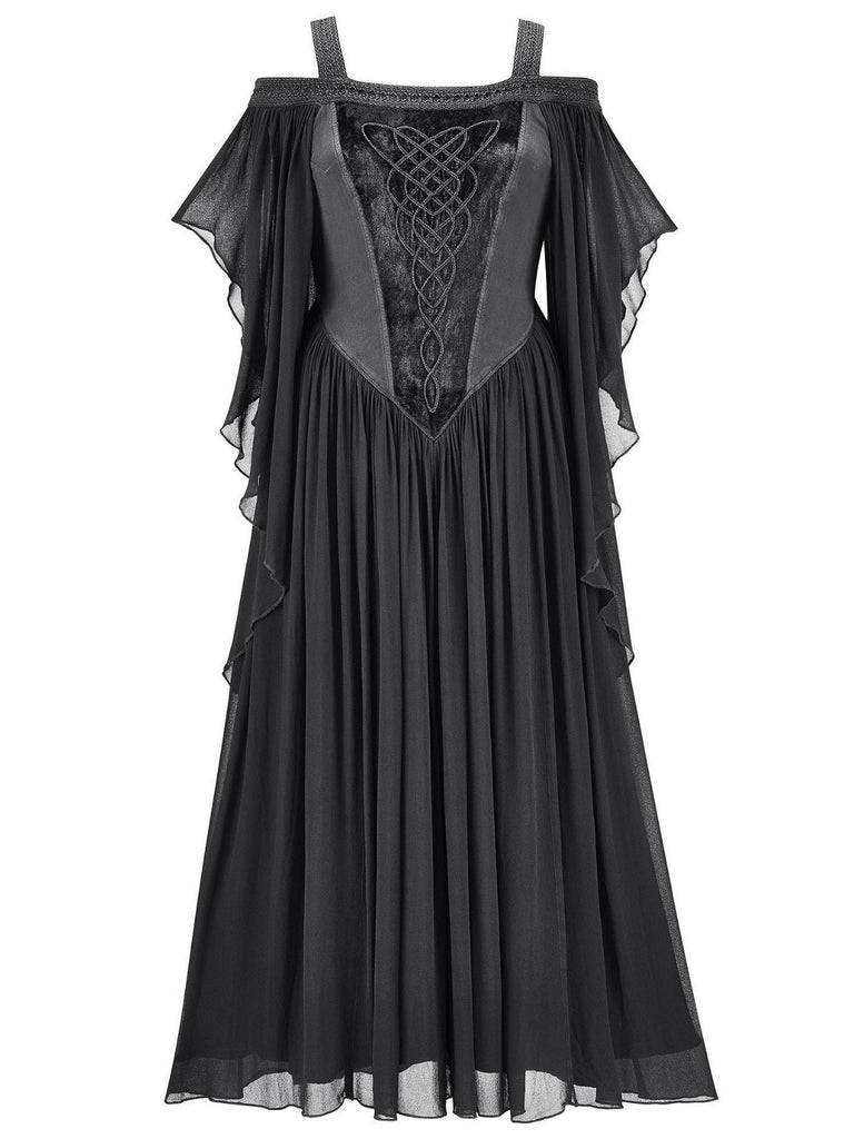 Robe à épaules dénudées en velours uni années 1950