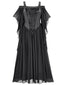 Robe à épaules dénudées en velours uni années 1950