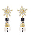 Boucles d'oreilles bonhomme de neige en strass flocons de neige et perles