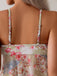 Ensemble Tankini Floral Bretelles Fines à Volants Péplum Patchwork Rose Années 1930 7