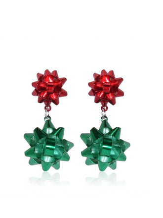 Boucles d'oreilles à pompons en forme de arbre de Noël coloré