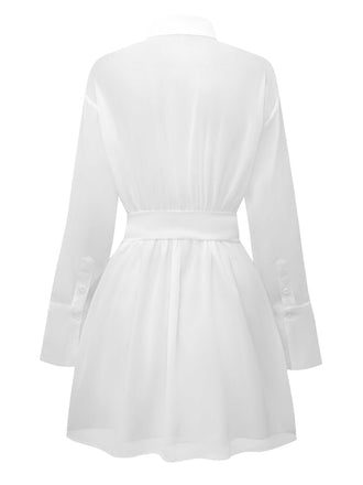 Robe chemise transparente manches longues des années 1970