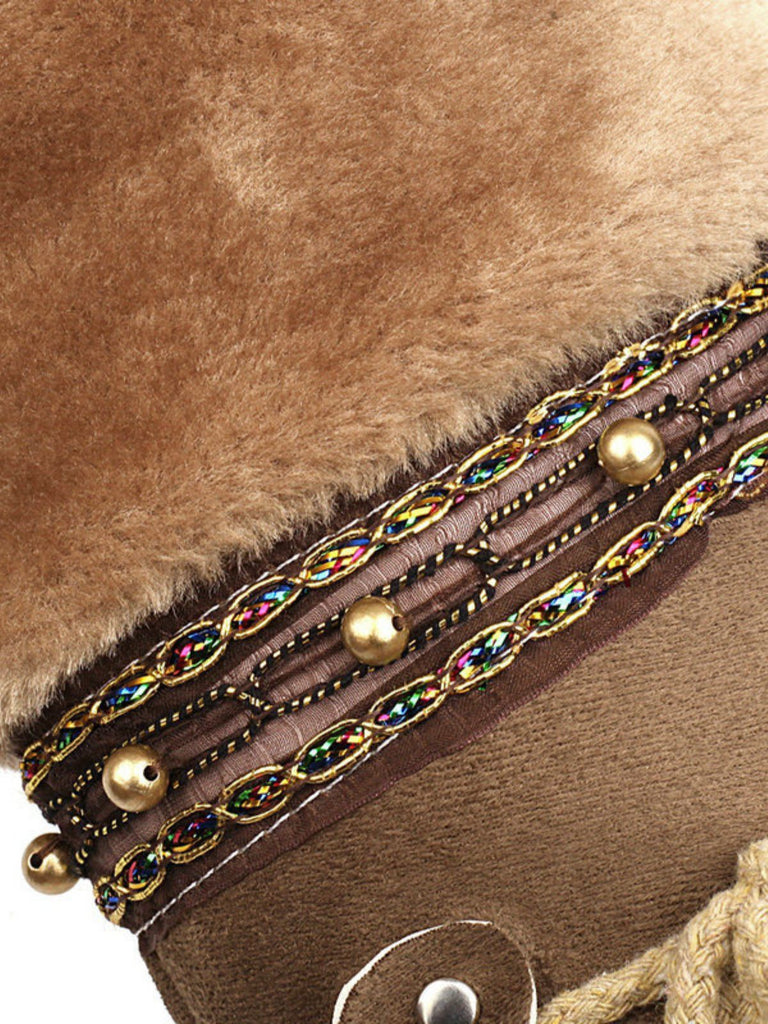 Bottes d'hiver vintage à pompons en fausse fourrure