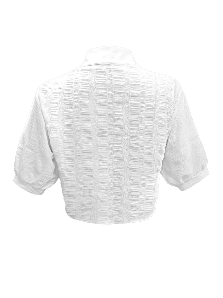 Ensemble 2 Pièces Robe Midi Smockée à Bretelles et Chemise Courte Années 50